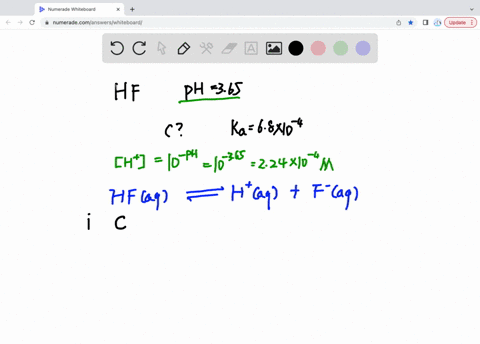 if-a-solution-of-hf-ka-68-x-10-4-has-a-ph-of-365-calculatethe-concentration-of-hydrofluoric-acid-38146
