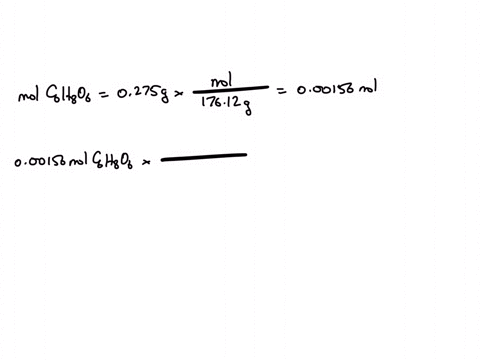 in-a-redox-titration-only-0275-g-of-pure-ascorbic-acid-cohgo-mwt-17612-gjmol-were-dissolved-in-2500-ml-and-required-4350-ml-of-iodine-to-reach-the-end-point-and-produce-6533-ml-of-iodide-wha-80637