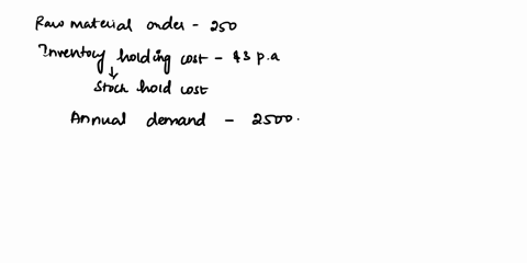 a-company-orders-a-particular-raw-material-in-order-quantities-of-250-units-no-safety-inventory-is-held-the-inventory-holding-cost-is-3-per-unit-per-annum-and-annual-demand-is-2500-units-wha-17672
