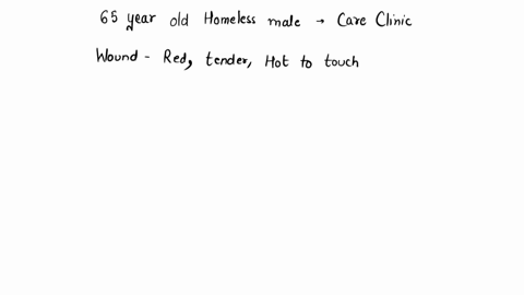 a-6s-year-old-homeless-male-presents-t0-n-urgent-care-clinic-with-decp-laccration-on-his-lcft-ar_-he-states-that-he-cut-his-arm-on-an-old-piece-of-scrap-metal-two-days-prior-his-wound-is-red-88656