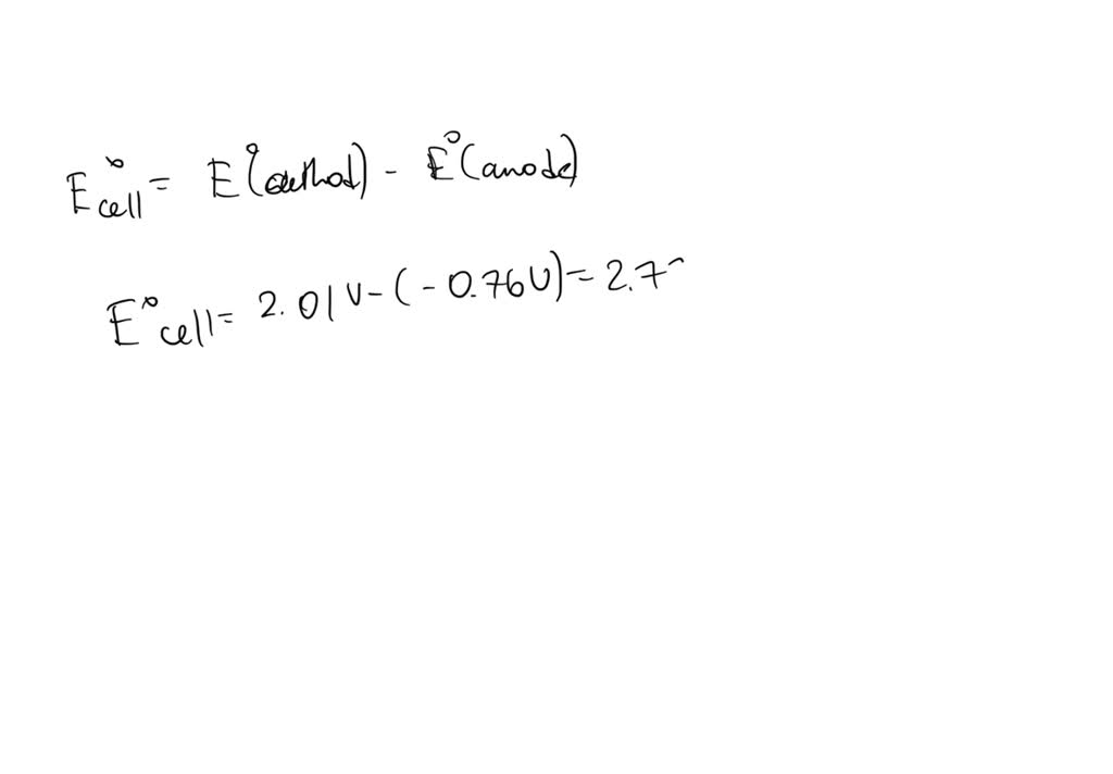 SOLVED What is the standard cell potential for the spontaneous voltaic