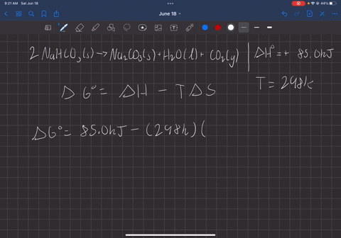 for-the-reaction-2-nahco3-s-na2co3-s-h2o-l-co2-g-h-850-kj-and-s-is-calculated-from-the-s-values-nahco3-s-102-j-mol-1-k-1-na2co3-s-136-j-mol-1-k-1-h2o-l-70-j-mol-1-k-1-and-co2-g-214-j-mol-1-k-30192