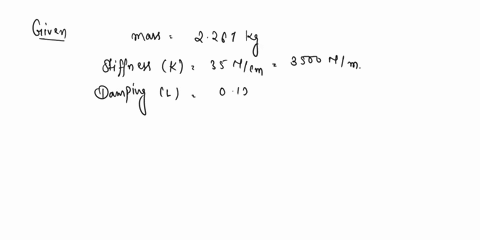 a-vibrating-system-consisting-of-a-mass-of-2267-kg-a-spring-of-stiffness-35-ncm-and-a-dashpot-with-a-constant-01243-ncms-determine-a-the-damping-ratio-b-the-ratio-of-any-two-consecutive-peak-76445