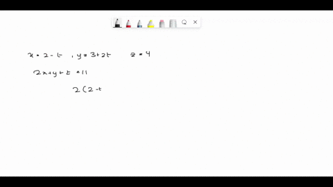 determine-whether-the-line-and-plane-intersect-if-so-find-the-coordinates-of-the-intersection-x-2-t-y-3-2t-z-4-2x-y-z-1n-a-intersect-at-3-3-3-b-intersect-at-2-3-1-c-no-intersection-d-interse-01316