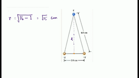 the-three-charges-in-the-figure-below-are-at-the-vertices-of-an-isosceles-triangle-let-q-600-nc-and-calculate-the-electric-potential-at-the-midpoint-of-the-base-q-is-at-the-apex-and-two-nega-50687