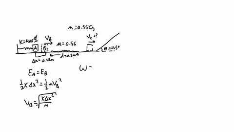 block-of-mass-055-kg-is-pushed-against-horizontal-spring-with-spring-constant-of-4sonm-until-the-spring-is-compressed-by-distance-of-042-m-when-released-the-block-travels-2-m-across-horizont-13227