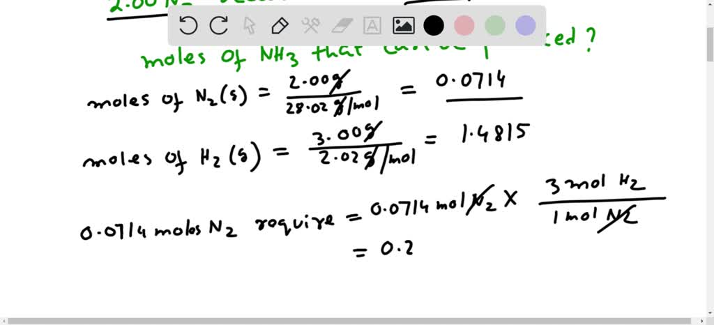 VIDEO solution: Consider the reaction: N2 + 3 H2 2 NH3 Calculate the ...