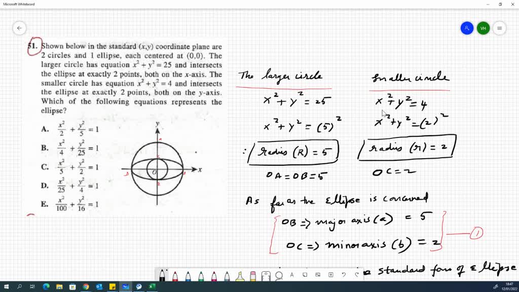 SOLVED: Shown below in the standard coordinate plane are circles and an ...