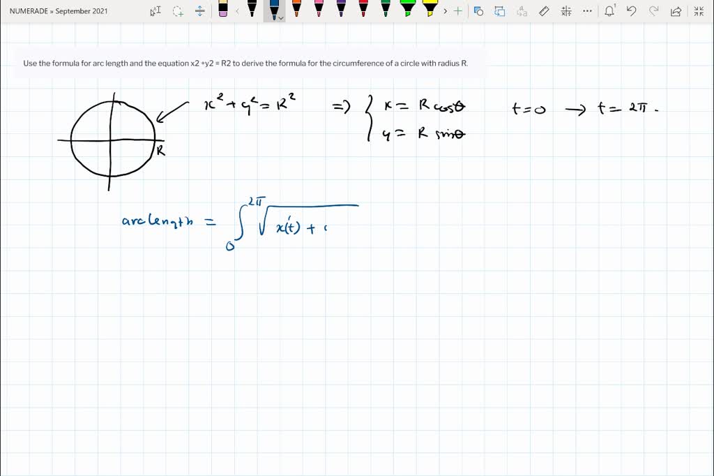 SOLVED Use The Formula For Arc Length And The Equation X2 y2 R2 To 