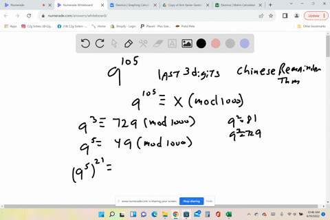 find-the-last-three-digits-of-9105-using-the-chinese-remainder-theorem-57184