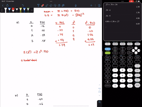 516-find-the-mean-and-standard-deviation-for-each-of-the-following-probability-distributions-a-x-px-b-x-px-0-16-6-40-1-27-7-26-2-39-8-21-3-18-9-13-19266