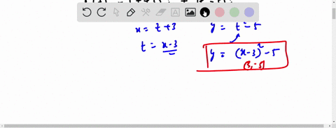 the-position-of-a-particle-in-the-xy-plane-at-time-t-is-rt-t-3i-t2-5j-find-an-equation-in-x-and-y-whose-graph-is-the-path-of-the-particle-then-find-the-particles-velocity-and-acceleration-ve-72666