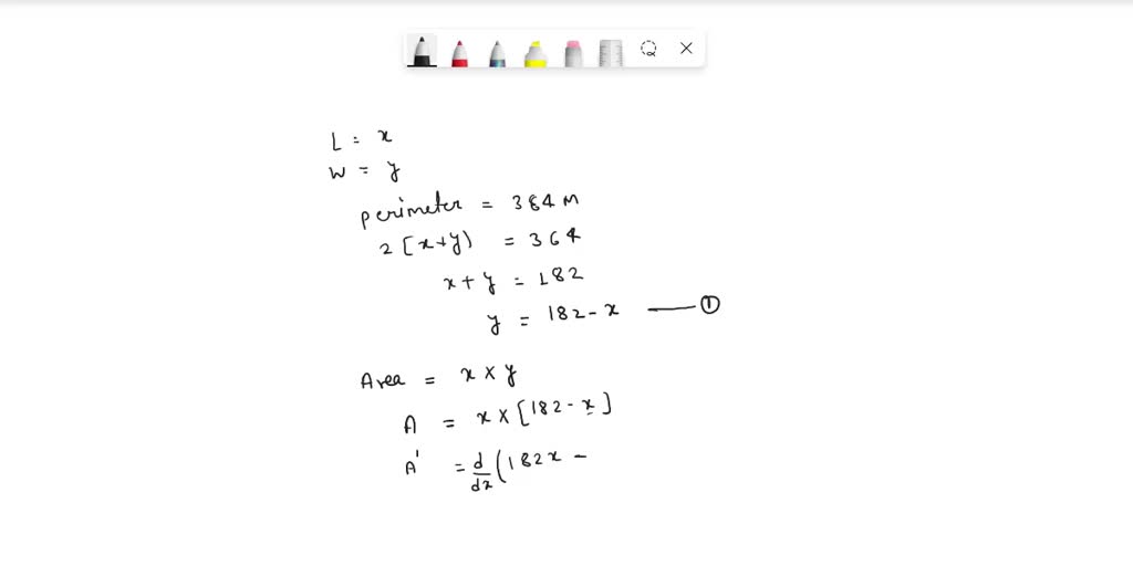 SOLVED: Find the length and width of rectangle that has the given ...