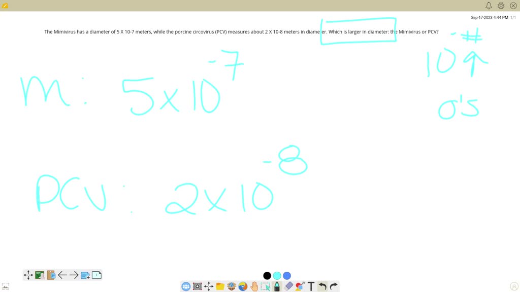 SOLVED The Mimivirus has a diameter of 5 X 107 meters, while the