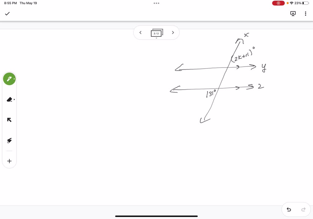 Solved Two Parallel Lines Are Crossed By A Transversal Horizontal And Parallel Lines Y And Z Are Cut By Transversal X At The Intersection Of Lines Y And X The Top Right