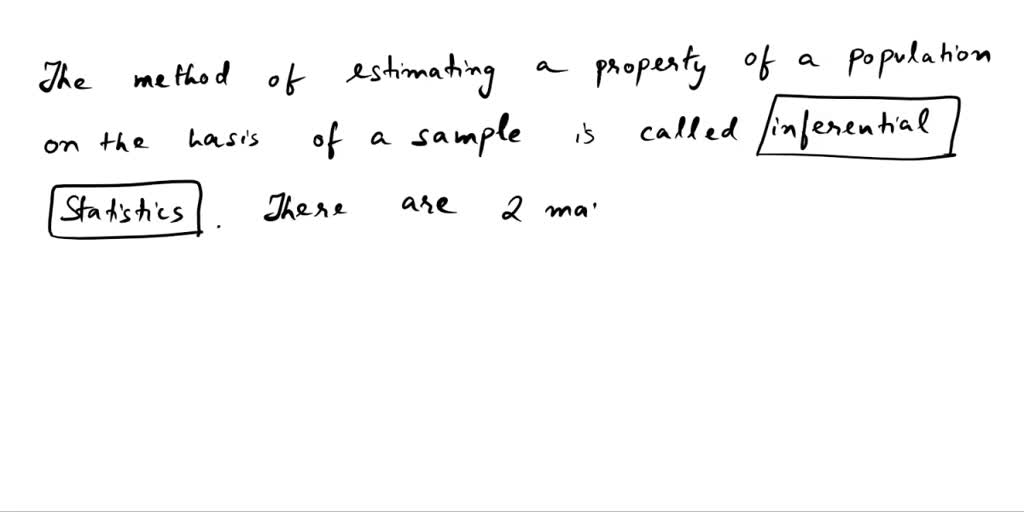 SOLVED Statistics A. The methods used to estimate a property of a