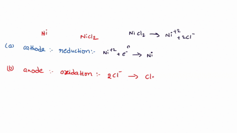 an-electrolysis-cell-used-to-produce-nickel-metal-from-molten-nicl2-a-what-is-the-cathode-reaction-b-what-is-the-anode-reaction-c-write-the-balanced-net-ionic-equation-for-this-reaction-d-wh-01387