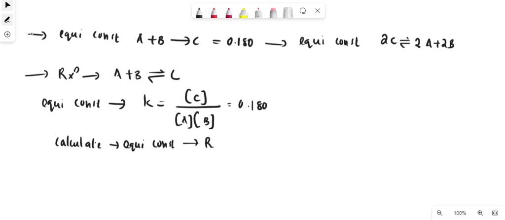 SOLVED: If the equilibrium constant for A + B C is 0.180, what is the ...