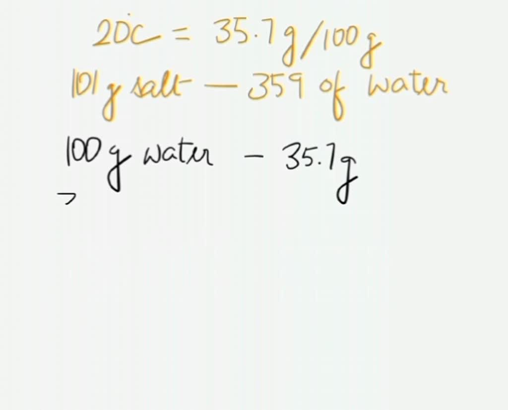 SOLVED the solubility of table salt (sodium chloride) is 35.7 g/100 g