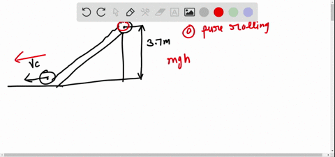 a-solid-sphere-of-radius-46-cm-is-positioned-at-the-top-of-an-incline-that-makes-30-angle-with-the-horizontal-this-initial-position-of-the-sphere-is-a-vertical-distance-37-m-above-its-positi-18761