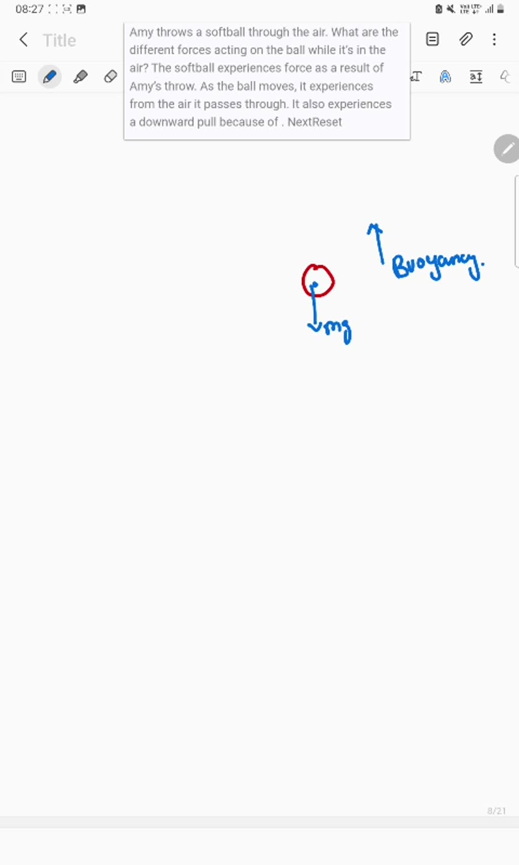 SOLVED Amy throws a softball through the air. What are the different forces acting on the ball