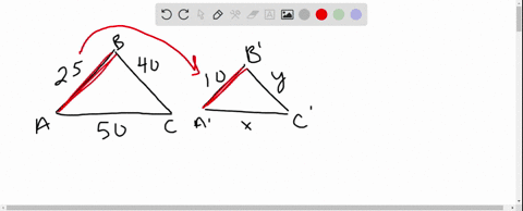 find-the-length-of-side-x-and-side-y-given-that-the-triangles-are-similar-25-40-o-50-x-bvl-simplify-your-answers-81307