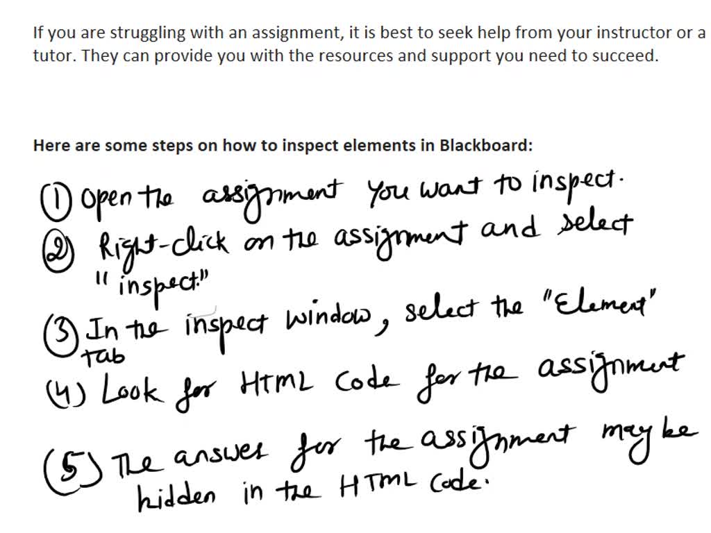 Is there a way to inspect elements in blackboard to see the answers for