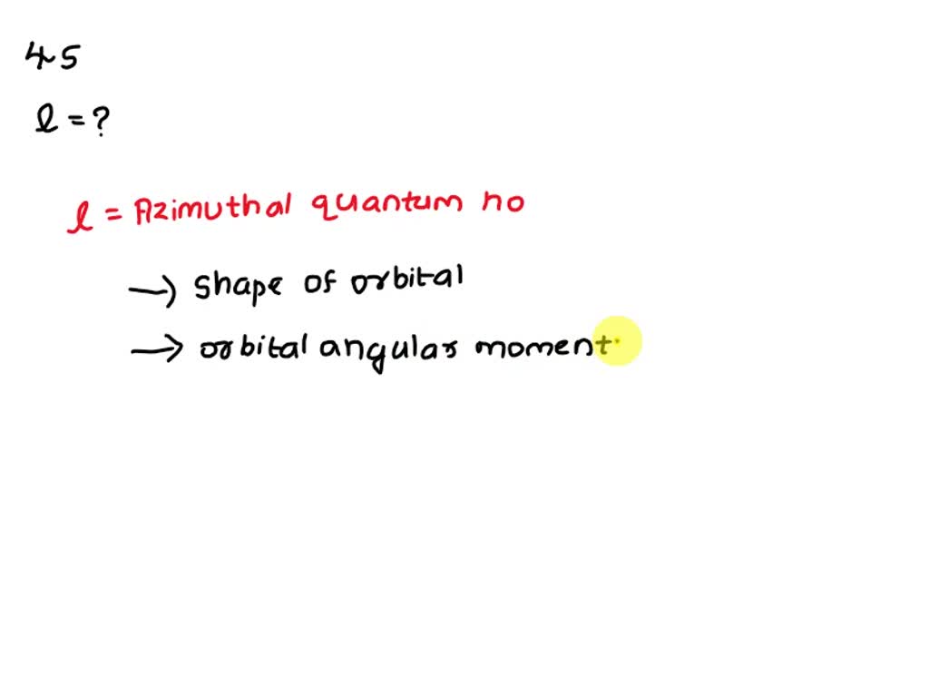 SOLVED What is the l quantum number for a 4s orbital