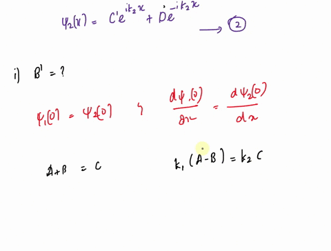 using-the-wave-functions-ox-aeikx-8eikx-x0-1xcekdekx-x-0-for-the-potential-energy-step-apply-the-boundary-conditions-of-and-ddx-to-find-b-and-c-in-terms-of-a-for-the-potential-step-when-part-36987