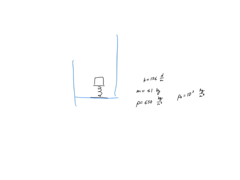 a-light-spring-of-constant-k-156-nm-rests-vertically-on-the-bottom-of-a-large-beaker-of-water-fig-p934a-a-410-kg-block-of-wood-density-650-kgm3-is-connected-to-the-spring-and-the-block-sprin-81364