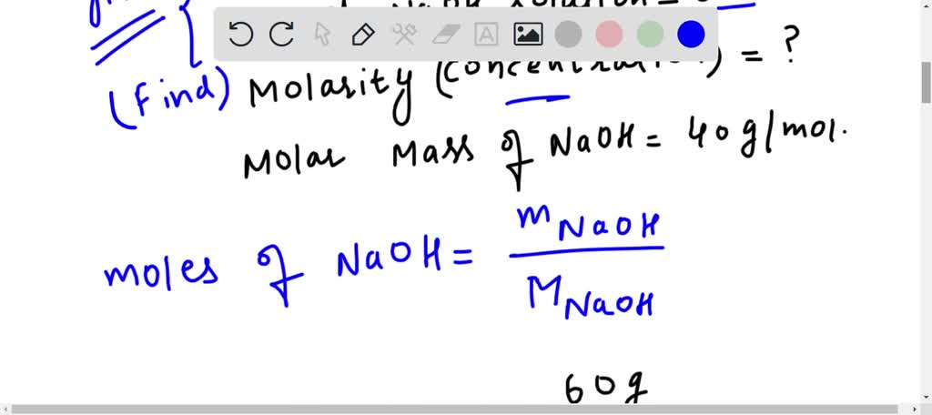 Solved What Is The Molarity Of A Solution Containing 60 Grams Of Naoh Dissolved In 400 Ml Of