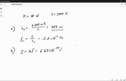 calculate-state-the-laws-you-are-using-to-solve-this-exercise-and-define-the-entities-involved-a-40-w-incandescent-bulb-radiates-from-a-tungsten-filament-operating-at-3300-k-assuming-that-th-21553
