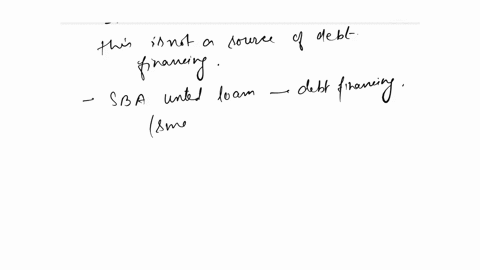 which-of-the-following-is-nct-a-source-of-debt-financing-21-o-sba-unted-lon-osmall-business-investmen-compny-ocredit-cards-4-obk-toen-oline-of-credit-03456