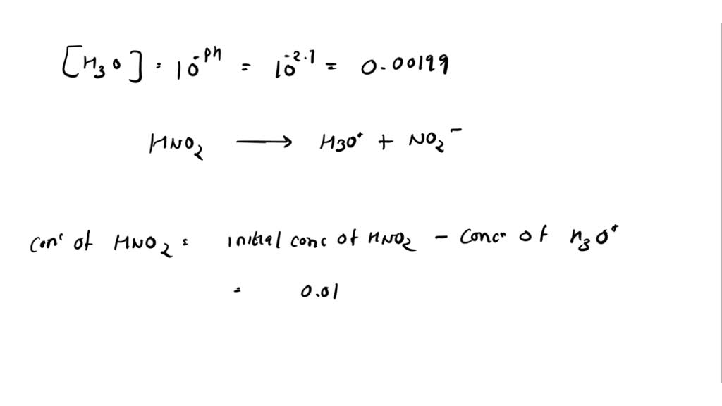 SOLVED: Determine the acid dissociation constant for a 0.010 M nitrous ...