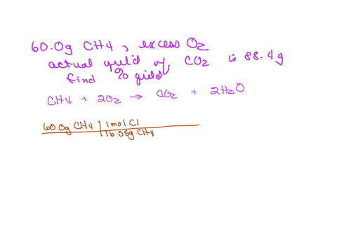 when-600-g-of-ch4-reacts-with-excess-o2-the-actual-yield-of-co2-is-884-g-what-is-the-percent-yield-ch4-2-o2-co2-2-h2o-536-187-679-464-100-33167