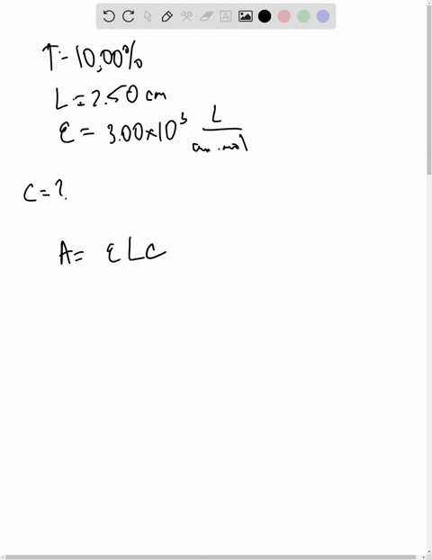 a-compound-has-a-molar-absorptivity-of-300-x-103-l-cm-1-mol-1-what-concentration-of-the-compound-would-be-required-to-produce-a-solution-that-has-a-transmittance-of-1000-in-a-250-cm-cell-82346