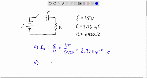 an-initially-uncharged-373-x-10-6-f-capacitor-and-a-6430-resistor-are-connected-in-series-t0-a-150-v-battery-that-has-negligible-internal-resistance-what-is-the-initial-current-io-in-the-cir-47716