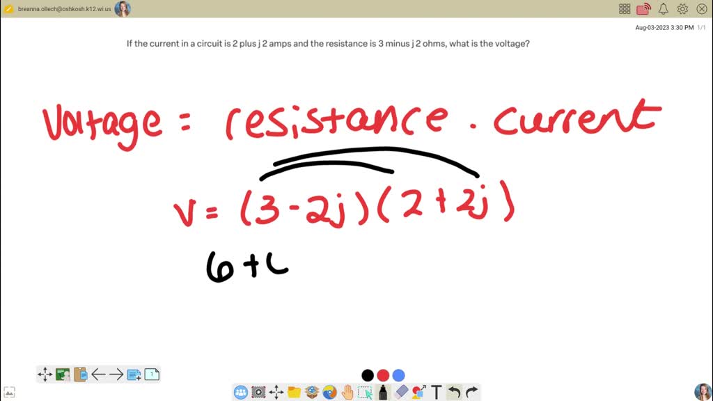 SOLVED: If the current in a circuit is 2 plus j 2 amps and the ...