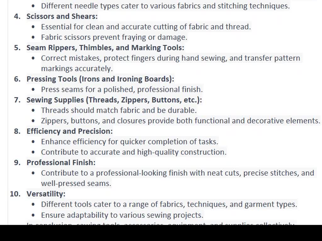 SOLVED What is the importance of the different sewing tools
