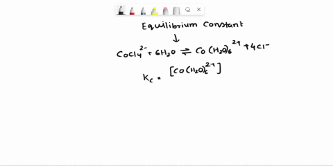 suppose-you-begin-with-a-bistetraethylammonium-tetrachlorocobaltate-solution-in-95-ethanol-that-is-034-m-suppose-that-at-equilibrium-the-concentrations-of-cocl42-and-coh2o62-are-equal-the-eq-87758