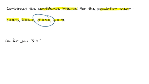 construct-the-confidence-interval-for-the-population-mean-g-c095x-1640-40and-n70-a-95-confidence-interval-for-u-is-154-174-round-to-one-decimal-place-as-needed-68668