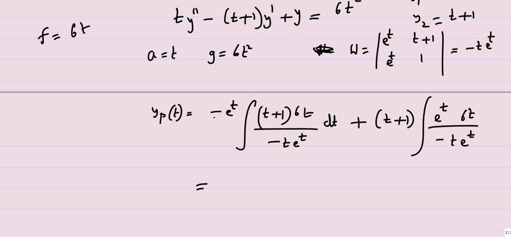 SOLVED: Use variation of parameters to find the general solution to the ...