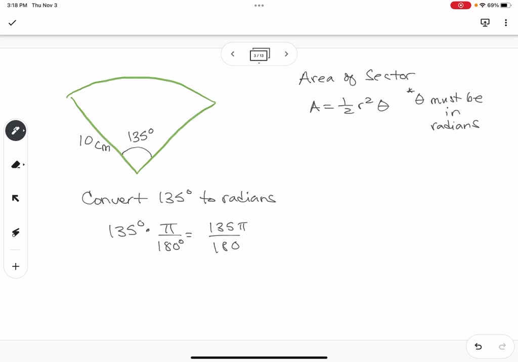 The diagram shows a sector of a circle radius 10 cm: Find the area of ...