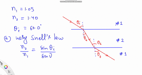 1-a-ray-of-light-travels-in-medium-1-with-index-of-refraction-n1-105-it-then-strikes-the-interface-with-medium-2-n2-140-and-undergoes-refraction-a-if-the-angle-of-incidence-is-0-6008-then-wh-76582