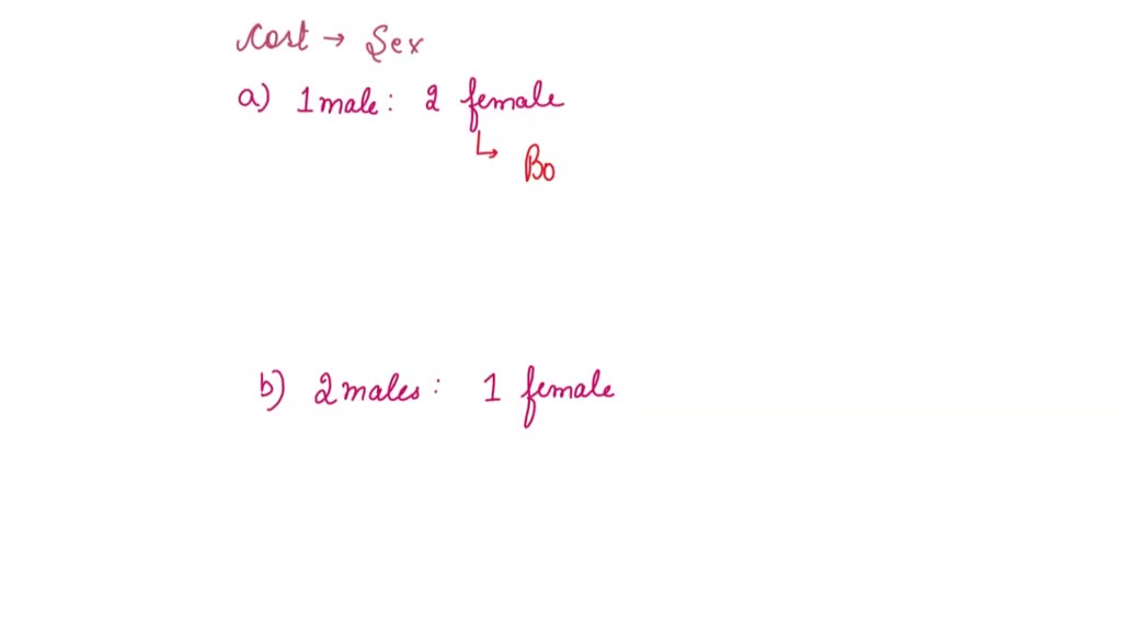 2 Female 1 Male Sex - SOLVED: Answer the following question for both a and b. What is the cost of  sex in a species in which the sex ratio at birth is: a) 1 male : 2