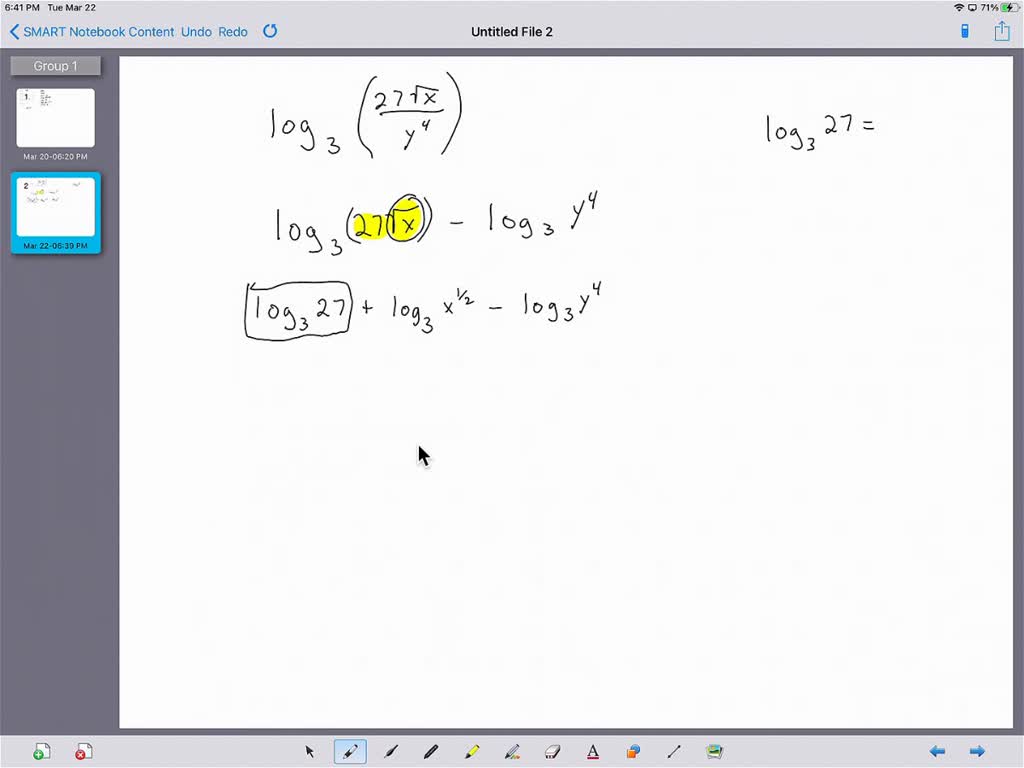 SOLVED Expand into sum or difference of logarithms, with no exponents