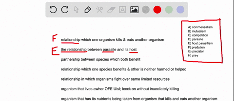 idemtify-each-definition-with-the-key-terms-this-unit-commensalism-mutualism-competition-parasite-host-parasitism-predation-predator-prey-urtt-delinition-relationship-which-one-organism-kill-30514