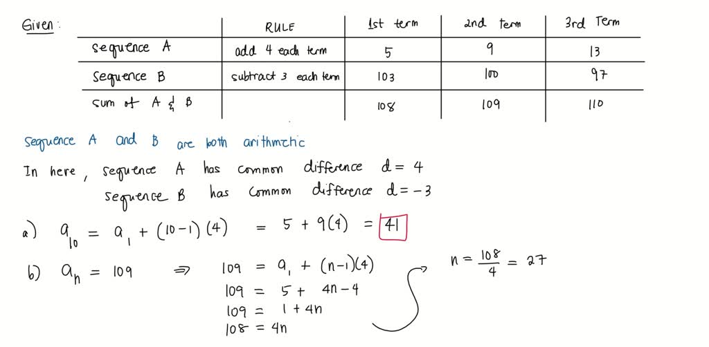 SOLVED: Two sequences are written out as follows: Sequence A Sequence B ...