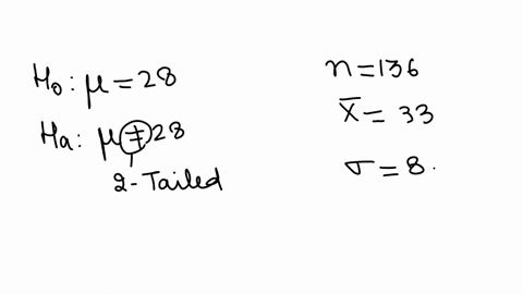a-random-sample-of-136-observations-produced-a-sample-mean-of-33-find-the-critical-and-observed-values-of-z-for-the-following-test-of-hypothesis-using-002-the-population-standard-deviation-i-64628