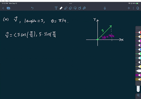 a-the-vector-u-in-2-space-of-length-5-pointing-up-at-an-angle-of-14-measured-from-the-positive-x-axis-u-52-ssqrt3y2-b-the-vector-w-in-3-space-of-length-3-lying-in-the-xz-plane-pointing-upwar-32188